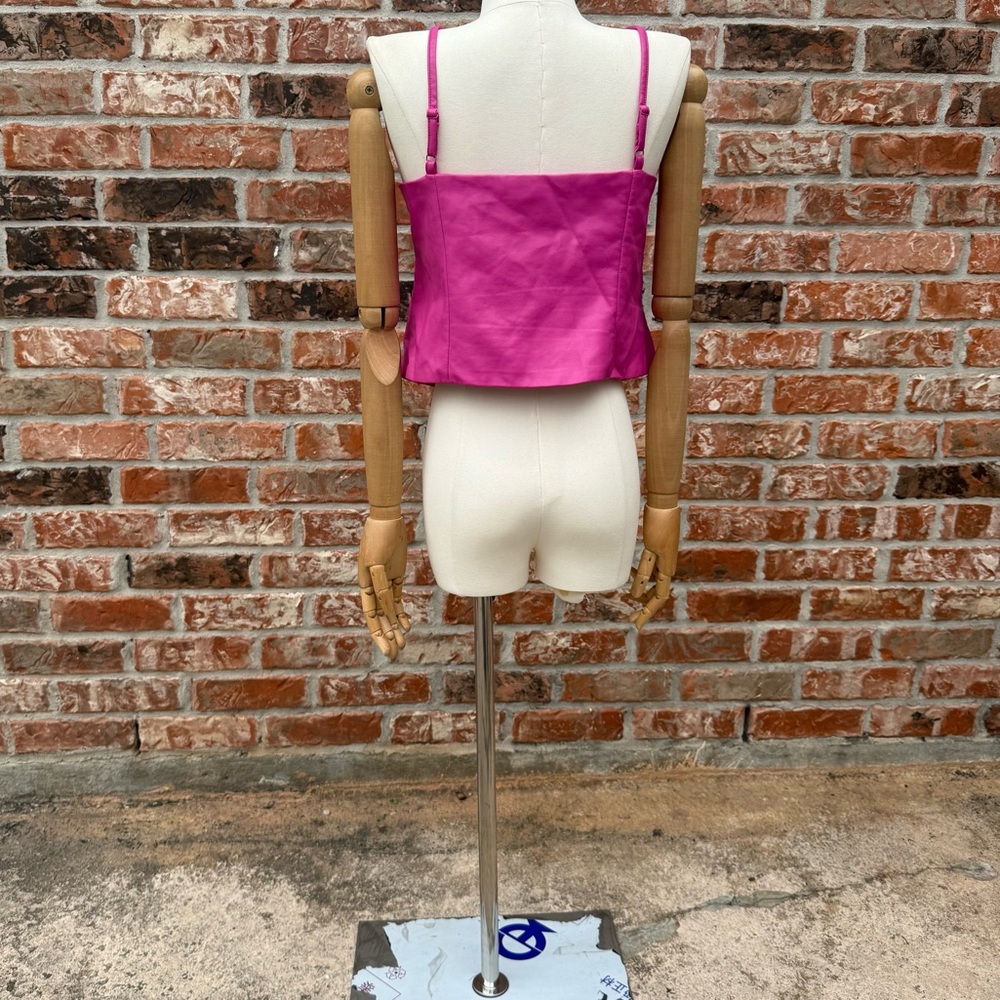 NWOT Wayf Anthropologie Barbiecore Pink Faux Leather Crop Top / L - Picture 13 of 17